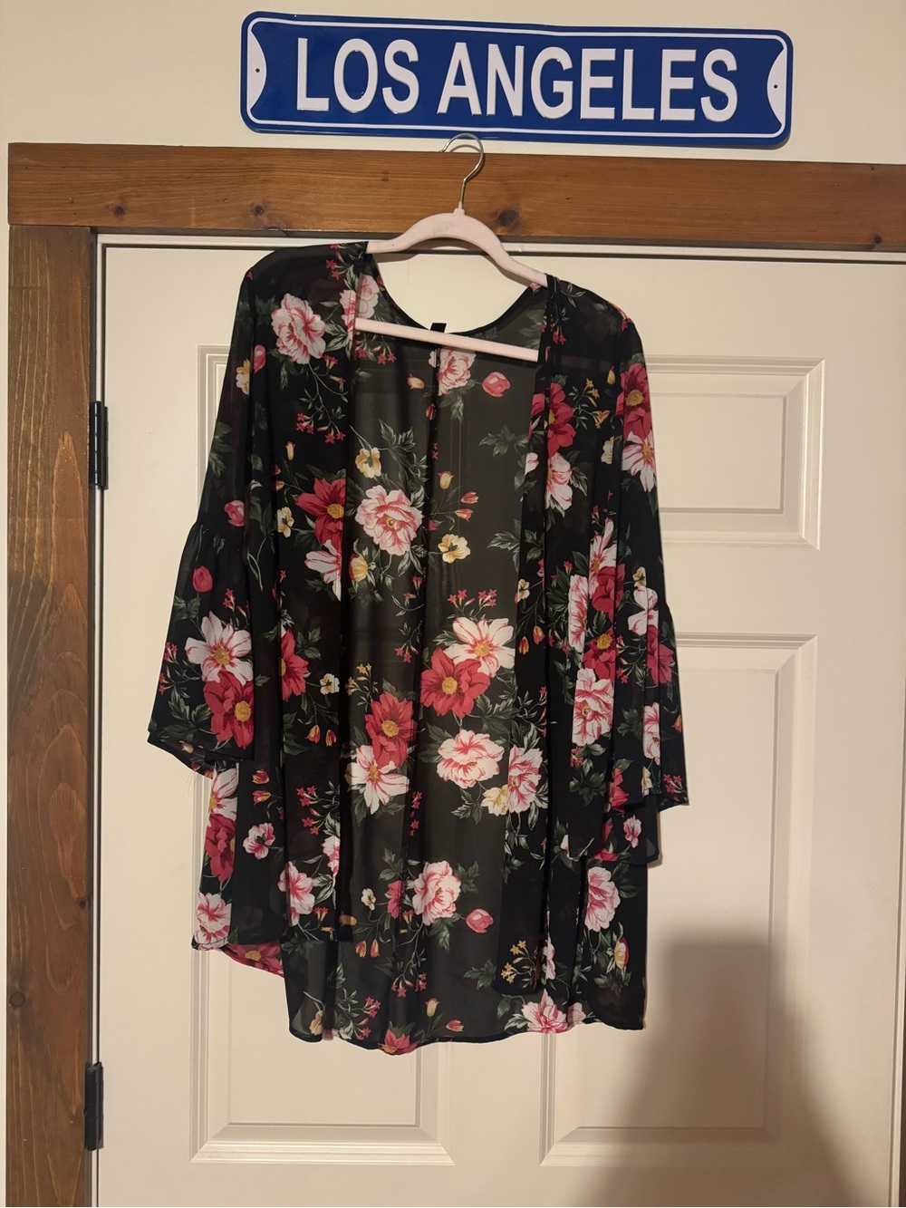 Torrid Sheer Black Floral Kimono